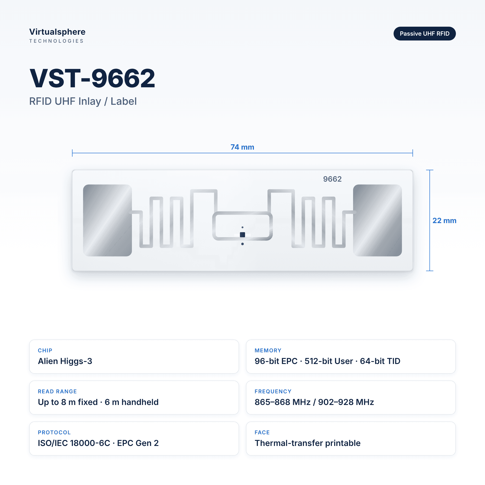 VST-9662 RFID UHF Inlay, photo 2 of 3